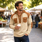 🧶 Rugged Details, Easy Comfort | Men's Waffle-Knit Lace-Up Hooded Sweatshirt