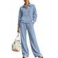 💖 One Set, Endless Ease | Women's Half-Zip Top & Wide-Leg Pants 2-Piece Set⚡Free shipping