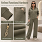 💯 Premium Quality | Women's Heavyweight Zip-Up & Wide-Leg Pants 2-Piece Set⚡Free shipping