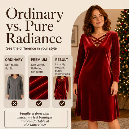 💫 Latest Design | Women's Criss-Cross V-Neck Velvet Midi Dress