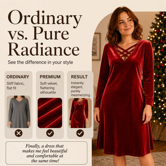 💫 Latest Design | Women's Criss-Cross V-Neck Velvet Midi Dress