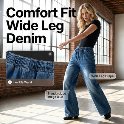 💥 Special Price Today | Women's Elastic-Waist Wide-Leg Denim Pants
