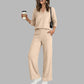 🎉 2 Pieces, Endless Possibilities | Women's V-Neck Top & Wide-Leg Pants Set