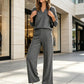 🎉 2 Pieces, Endless Possibilities | Women's V-Neck Top & Wide-Leg Pants Set