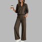 🎉 2 Pieces, Endless Possibilities | Women's V-Neck Top & Wide-Leg Pants Set