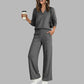 🎉 2 Pieces, Endless Possibilities | Women's V-Neck Top & Wide-Leg Pants Set