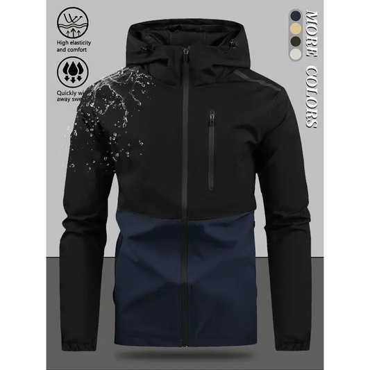 💥 Style Meets Utility | Men's Color-Block Hooded Multi-Pocket Jacket