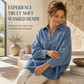 💙 Relaxed Fit, Standout Shape | Women's V-Neck Batwing Denim Pullover