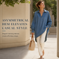 💙 Relaxed Fit, Standout Shape | Women's V-Neck Batwing Denim Pullover