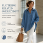 💙 Relaxed Fit, Standout Shape | Women's V-Neck Batwing Denim Pullover