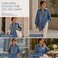 💙 Relaxed Fit, Standout Shape | Women's V-Neck Batwing Denim Pullover
