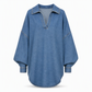 💙 Relaxed Fit, Standout Shape | Women's V-Neck Batwing Denim Pullover