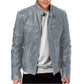 💯 Premium Look, Everyday Ease | Men's PU Leather Stand-Collar Zip-Up Jacket