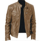 💯 Premium Look, Everyday Ease | Men's PU Leather Stand-Collar Zip-Up Jacket
