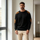 💥 Special Price Today | Men's Waffle-Knit Contrast-Patch Crewneck Sweater