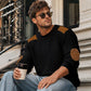 💥 Special Price Today | Men's Waffle-Knit Contrast-Patch Crewneck Sweater