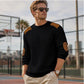 💥 Special Price Today | Men's Waffle-Knit Contrast-Patch Crewneck Sweater