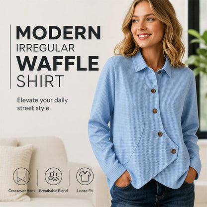 🌸 Latest Design | Women's Waffle-Knit Crossover Hem Button Top