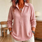 🌸 New Arrival | Women's Waffle-Knit Collared Relaxed Long-Sleeve Top