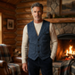 🎩 Classic Texture, Polished Look | Men's Herringbone Tweed Multi-Pocket Vest