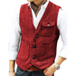 🎩 Classic Texture, Polished Look | Men's Herringbone Tweed Multi-Pocket Vest