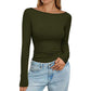 💖 Latest Design | Women's Boat-Neck Ribbed Knit Top