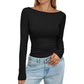 💖 Latest Design | Women's Boat-Neck Ribbed Knit Top