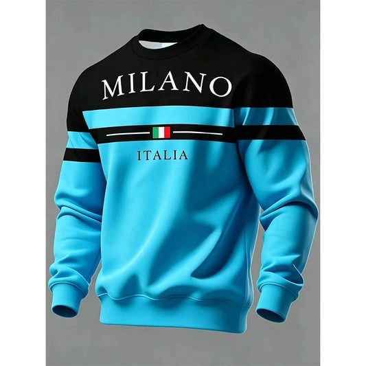 💫 Statement Stripe Style | Men's Milano Italia Printed Crew-Neck Sweatshirt
