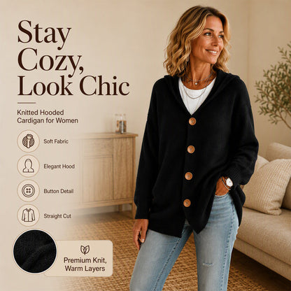 🏷️ Easy Layering | Women's Hooded Relaxed-Fit Knit Cardigan