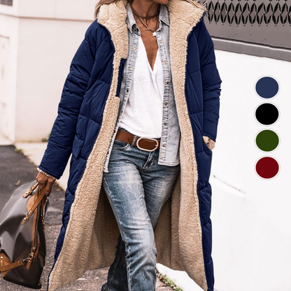 🔄 One Coat, Two Looks | Women's Reversible Plush-Lined Hooded Long Coat⚡Free shipping