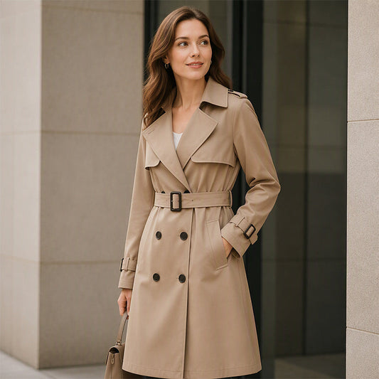 🏷️ Polished from Work to Dinner | Women's Mid-Length Draped Trench Coat