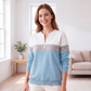🎨 Bold Color-Block, Easy Half-Zip Style | Women's Relaxed Sweatshirt