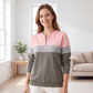 🎨 Bold Color-Block, Easy Half-Zip Style | Women's Relaxed Sweatshirt