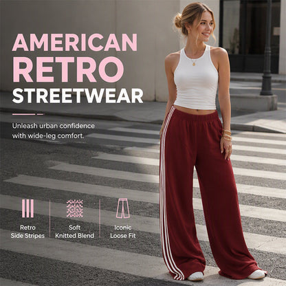 🎉 Latest Design | Women's High-Waist Side-Stripe Wide-Leg Sweatpants
