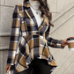 💃 Dramatic Hem, Flattering Shape | Women's Plaid High-Low Peplum Coat