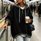 🐆 Leopard Detail, Easy Style | Women's Loose-Fit Drawstring Hoodie