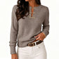 ✨ Jewelry-Inspired Detail | Women's Ribbed Knit Cutout Top with Metal Buckles