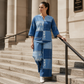 🎨 Denim Look, Lighter Feel | Women's Patchwork Top & Wide-Leg Pants 2-Piece Set