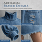 💙 Denim with Drama | Women's Distressed Lantern-Sleeve Oversized Mini Dress