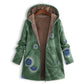 🍃 Vintage Print, Easy Coverage | Women's Leaf-Print Hooded Coat