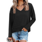 💖 Flattering V-Neck, Effortless Fit | Women's Loose Long-Sleeve Top