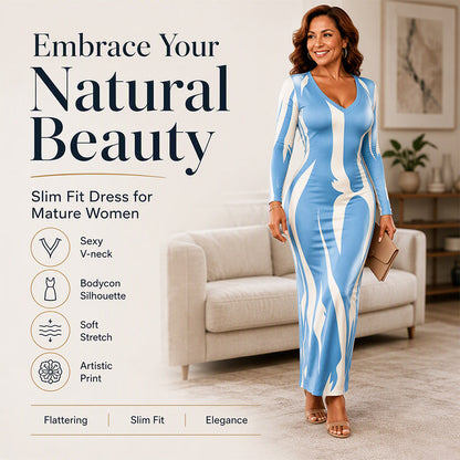 💃 Prints That Shape the Look | Women's Long-Sleeve Bodycon Maxi Dress