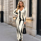 💃 Prints That Shape the Look | Women's Long-Sleeve Bodycon Maxi Dress