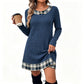 🏁 Plaid Detail, Effortless Style | Women's Patchwork Knit Dress