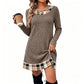 🏁 Plaid Detail, Effortless Style | Women's Patchwork Knit Dress