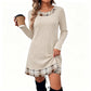 🏁 Plaid Detail, Effortless Style | Women's Patchwork Knit Dress