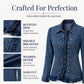 💙 Denim with a Feminine Twist | Women's Double-Breasted Ruffle Jacket