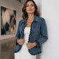 💙 Denim with a Feminine Twist | Women's Double-Breasted Ruffle Jacket