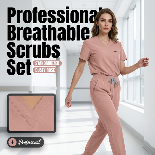 🩺 Breathable Comfort, Easy Movement | Women's Stretch Scrubs 2-Piece Set