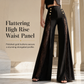 ✨ Elegant & Romantic 💕 Women's High Waisted Lace Spliced Wide Leg Trousers with Decorative Gold Buttons – Flowy & Dressy 👖